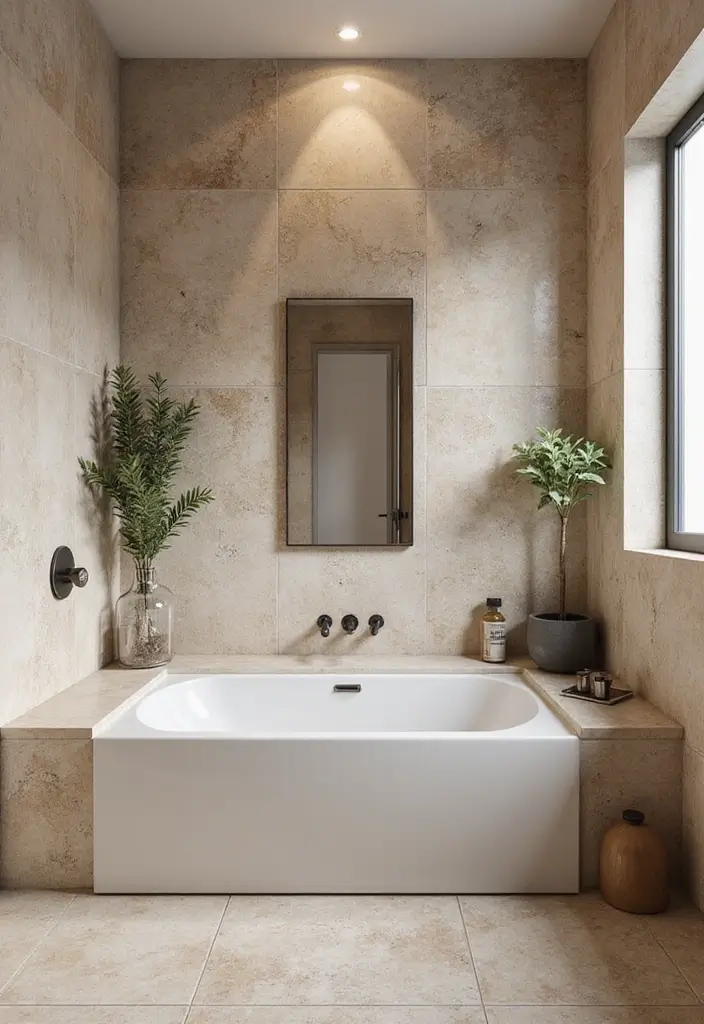 27 Indian Bathroom Tiles Design Inspiration for Eco-Friendly Decor - 7. Elegant Natural Stone Tiles