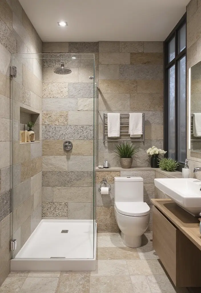 27 Latest Bathroom Tiles Design Trends 2024: Eco-Friendly Edition - 19. Mixed Materials