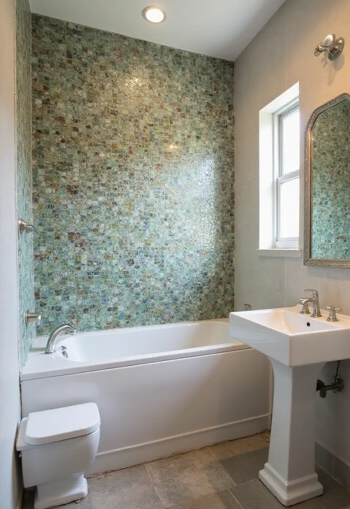 27 Latest Bathroom Tiles Design Trends 2024: Eco-Friendly Edition - 2. Recycled Glass Tiles