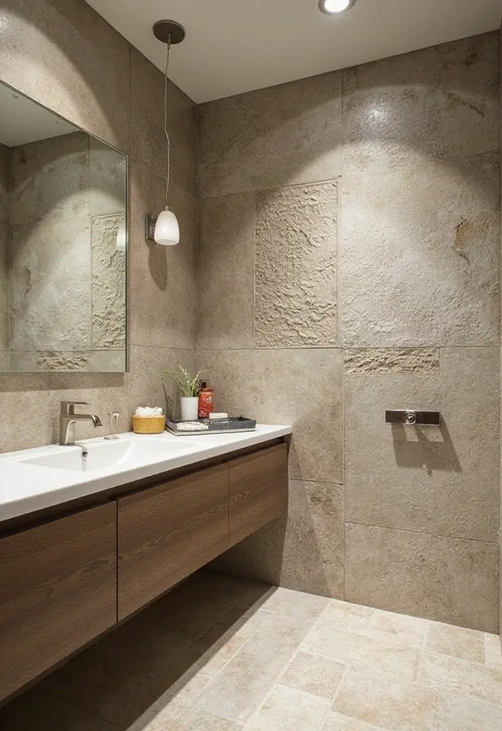 27 Latest Bathroom Tiles Design Trends 2024: Eco-Friendly Edition - 23. Eco-Inspired Textures