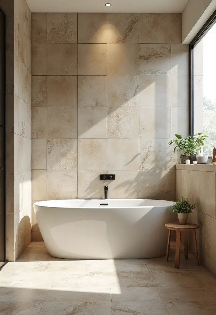 27 Latest Bathroom Tiles Design Trends 2024: Eco-Friendly Edition - 3. Natural Stone Tiles