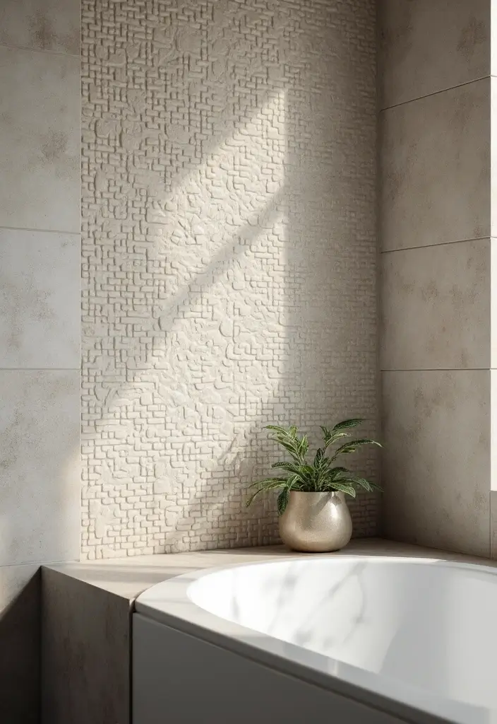 27 Latest Bathroom Tiles Design Trends 2024: Eco-Friendly Edition - 8. Textured Tiles