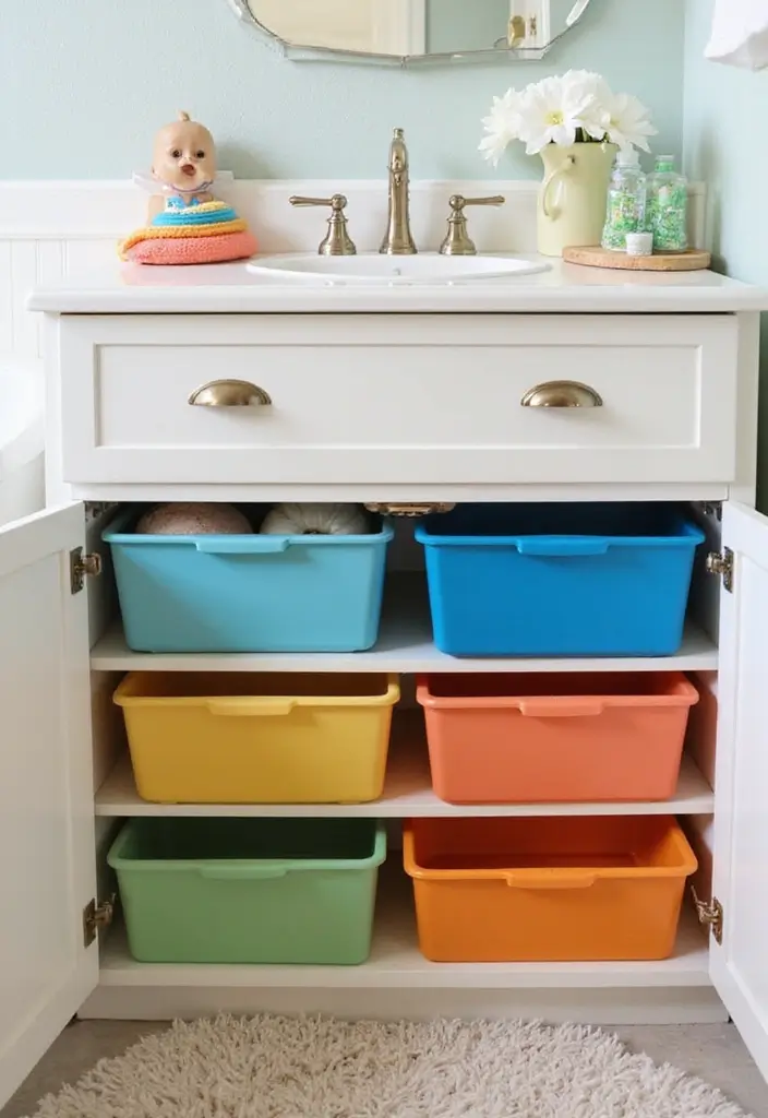27 Modern Kids Bathroom Ideas That Feel Fun - 11. Under-Sink Storage