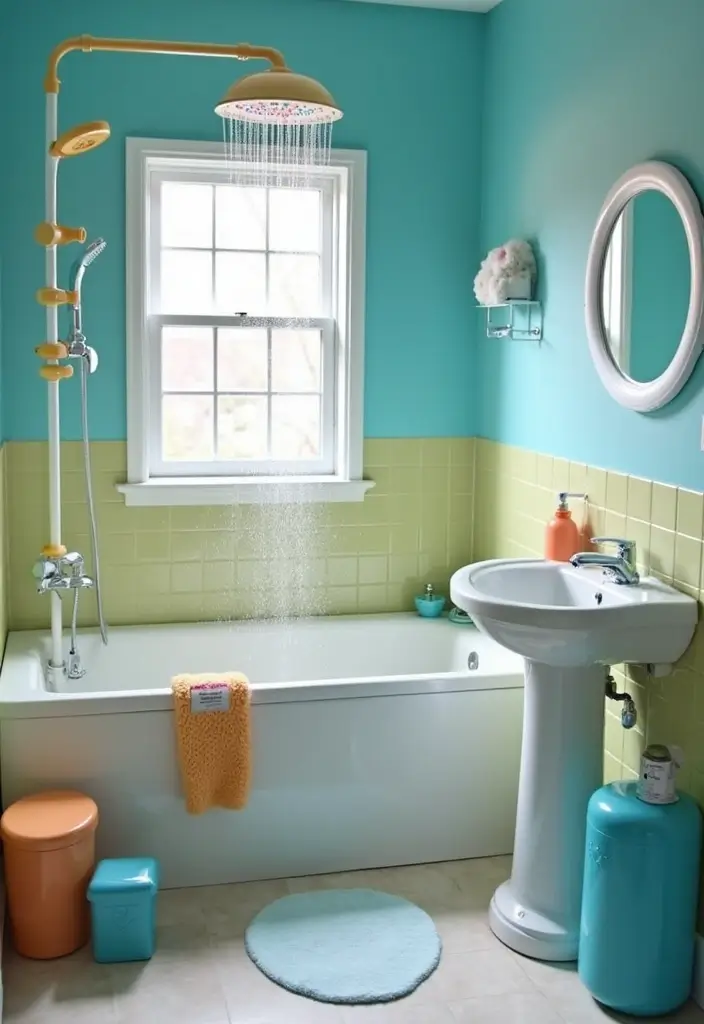 27 Modern Kids Bathroom Ideas That Feel Fun - 13. Colorful Showerheads