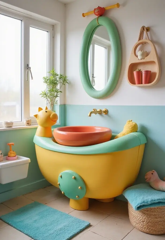 27 Modern Kids Bathroom Ideas That Feel Fun - 14. Creative Sink Choices