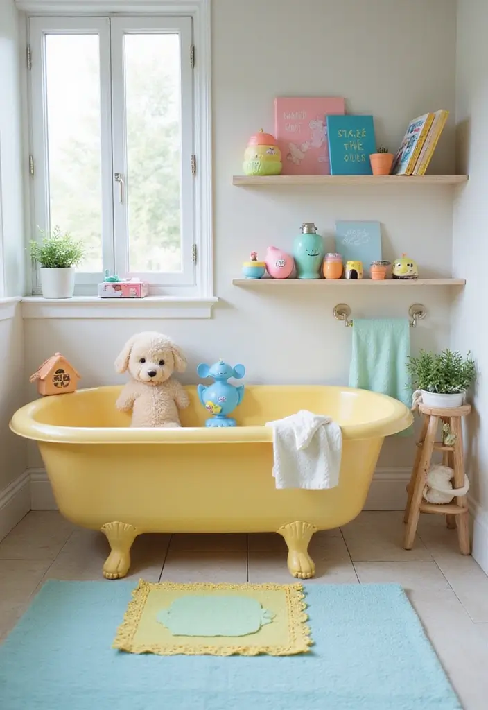 27 Modern Kids Bathroom Ideas That Feel Fun - 19. Bath Time Fun Stations