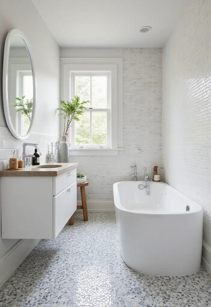 27 Small Bathroom Tile Ideas That Create Space - 16. Small Scale Patterns