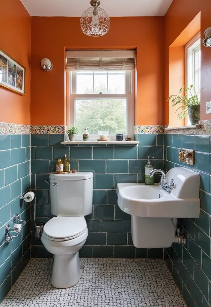 27 Small Bathroom Tile Ideas That Create Space - 17. Bold Color Choices