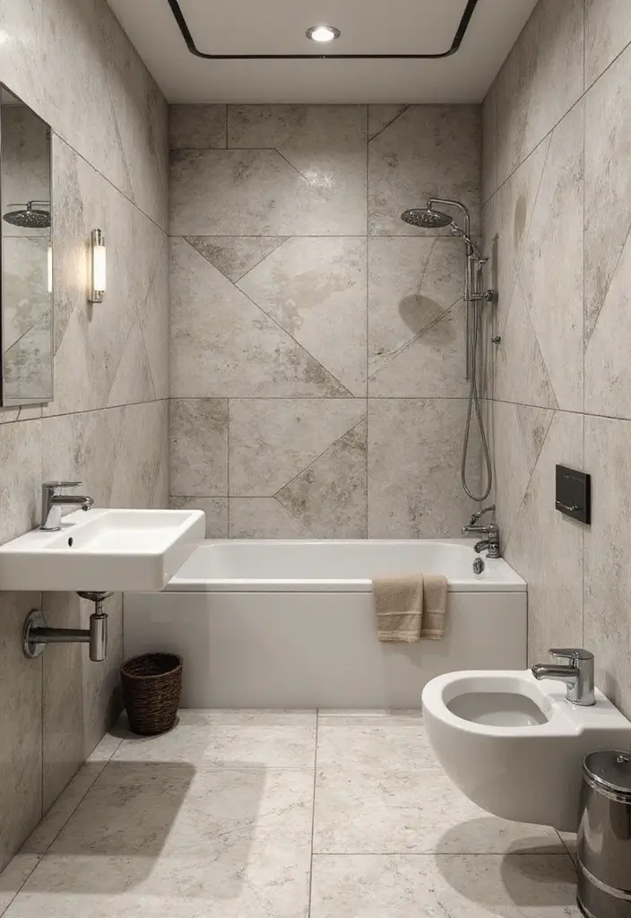 27 Small Bathroom Tile Ideas That Create Space - 23. Incorporate Shapes