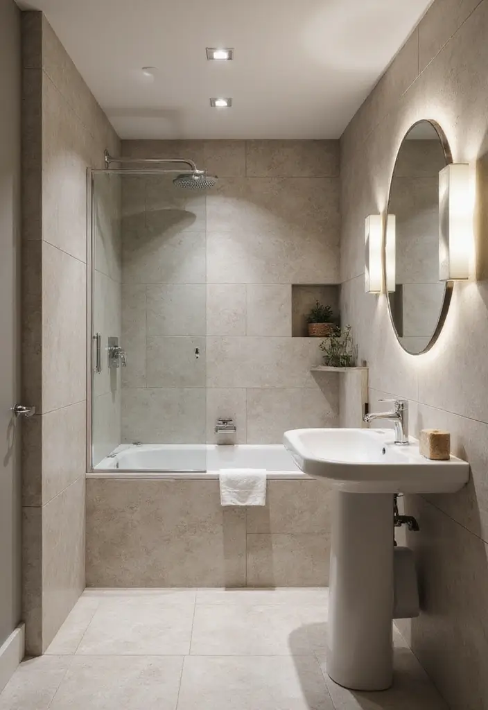 27 Small Bathroom Tile Ideas That Create Space - 26. Sustainable Vinyl Tiles