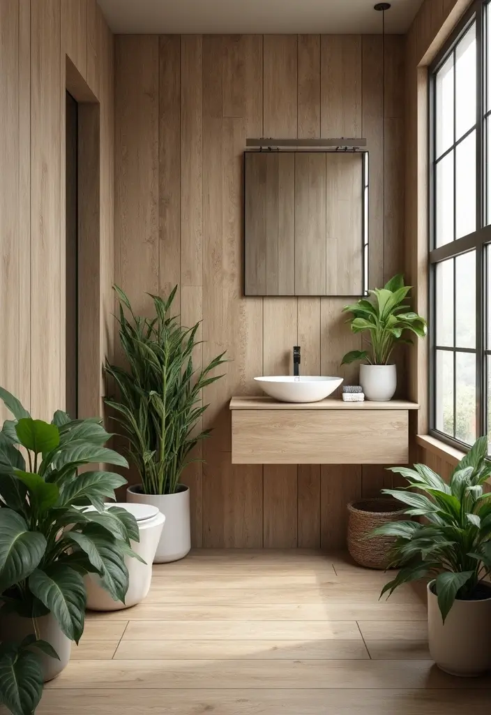 27 Small Bathroom Tile Ideas That Create Space - 6. Nature-Inspired Textures
