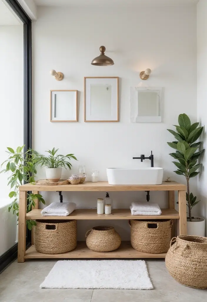 28 Bathroom Decor Beige And Calming - 12. Eco-Friendly Storage Solutions