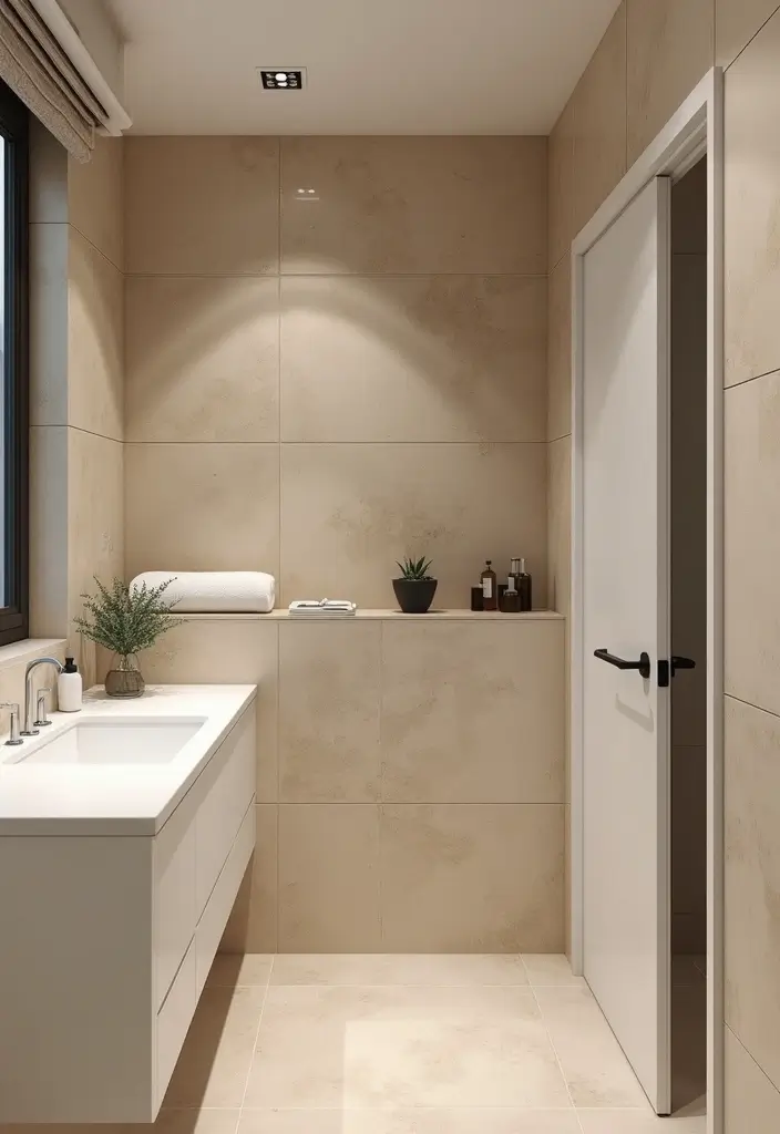 28 Bathroom Decor Beige And Calming - 13. Beige Accent Tiles