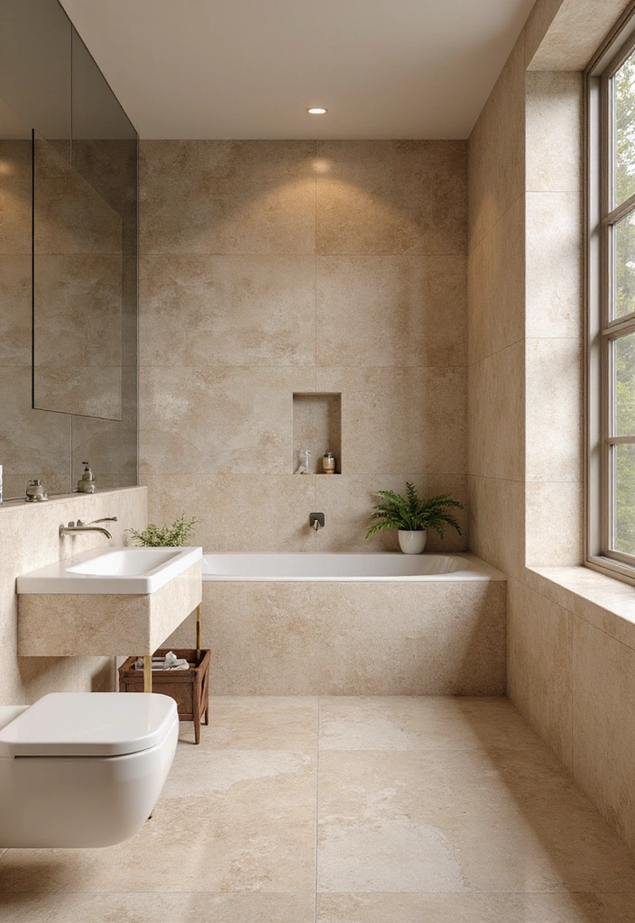 28 Bathroom Decor Beige And Calming - 21. Natural Stone Features
