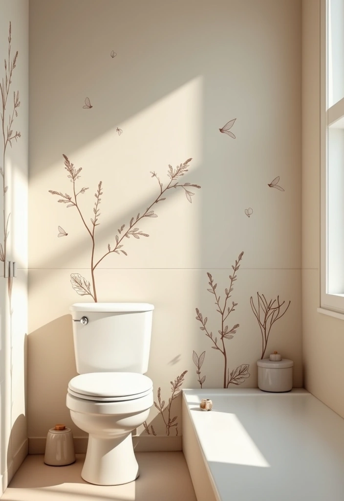 28 Bathroom Decor Beige And Calming - 25. Subtle Wall Decals