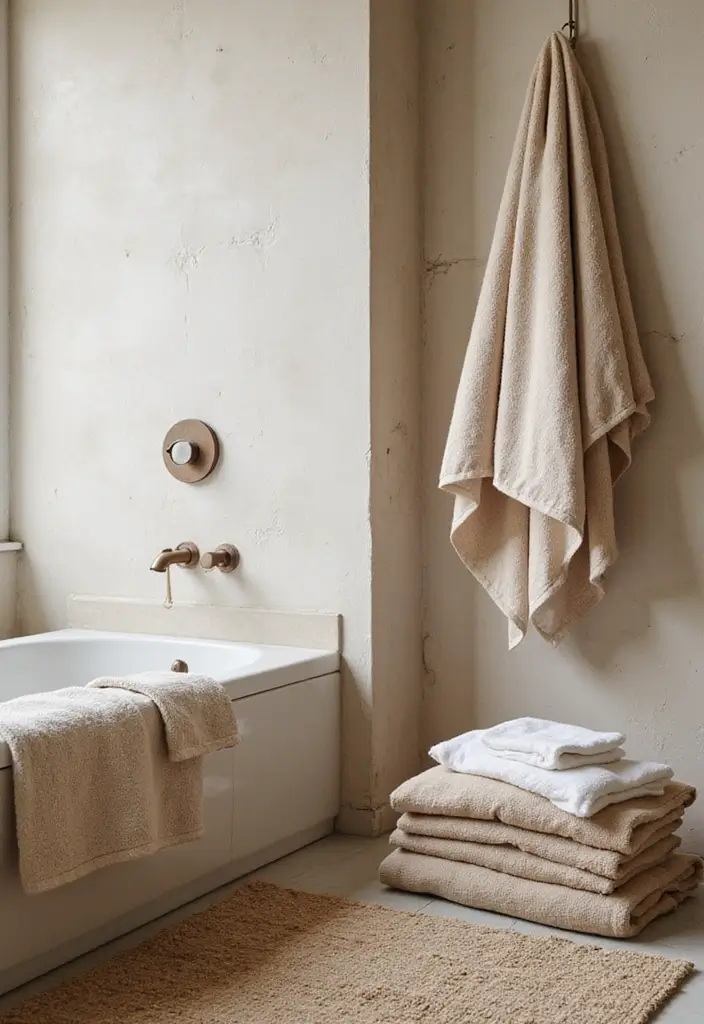 28 Bathroom Decor Beige And Calming - 3. Earthy Textiles