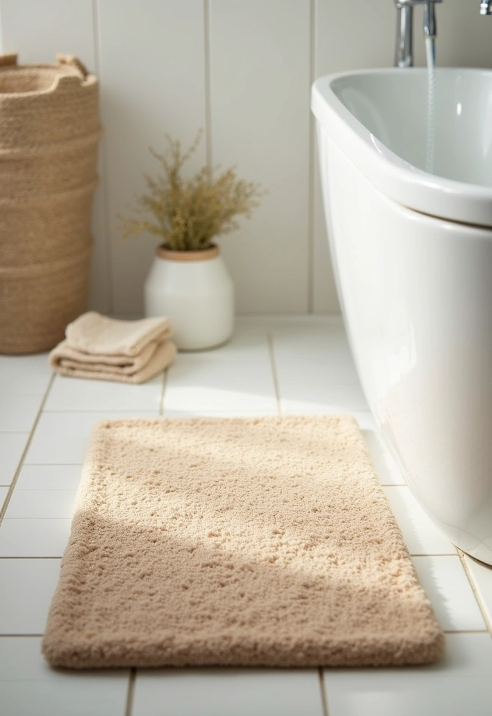 28 Bathroom Decor Beige And Calming - 8. Elegant Beige Bath Mats