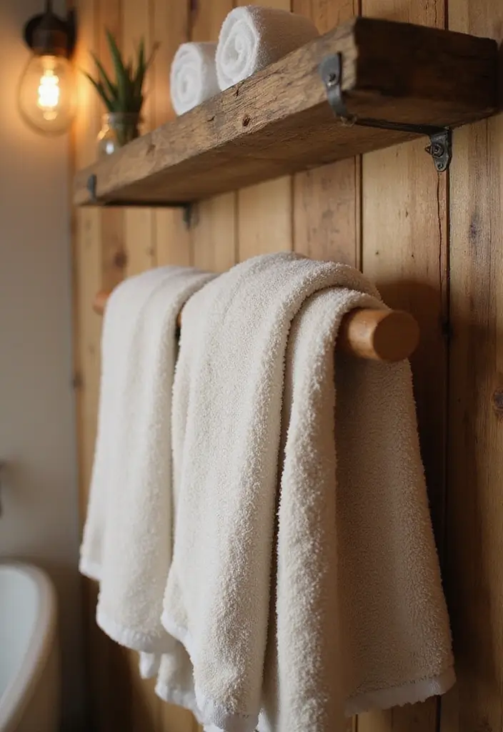 28 Bathroom Hardware Ideas That Upgrade Instantly - 1. Reclaimed Wood Towel Bars