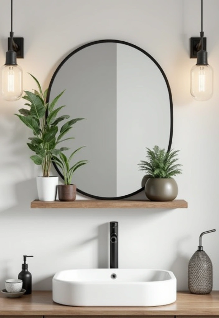 28 Bathroom Ideas Mirrors That Double As Art - 12. Floating Mirror Shelf