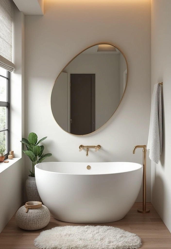 28 Bathroom Ideas Mirrors That Double As Art - 23. Unique Asymmetrical Mirror