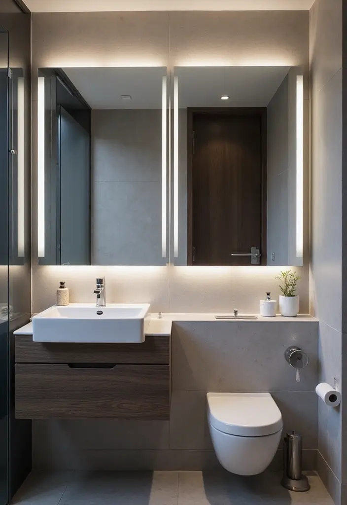 28 Bathroom Ideas Mirrors That Double As Art - 27. Smart Mirror with Integrated Technology