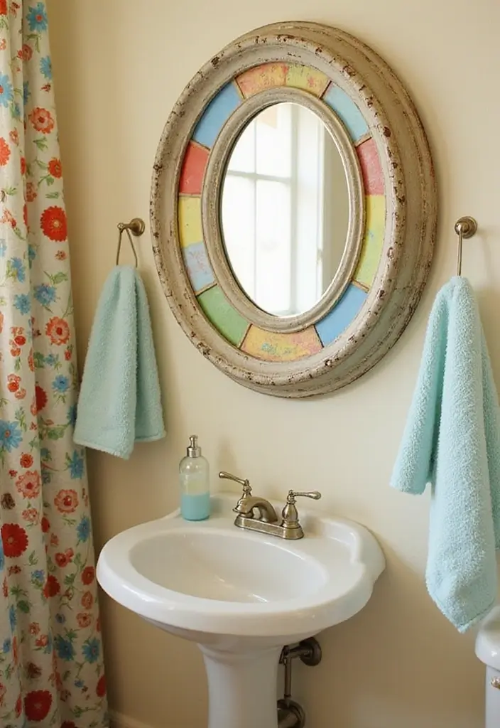 28 Bathroom Ideas Mirrors That Double As Art - 3. Vintage Round Mirror