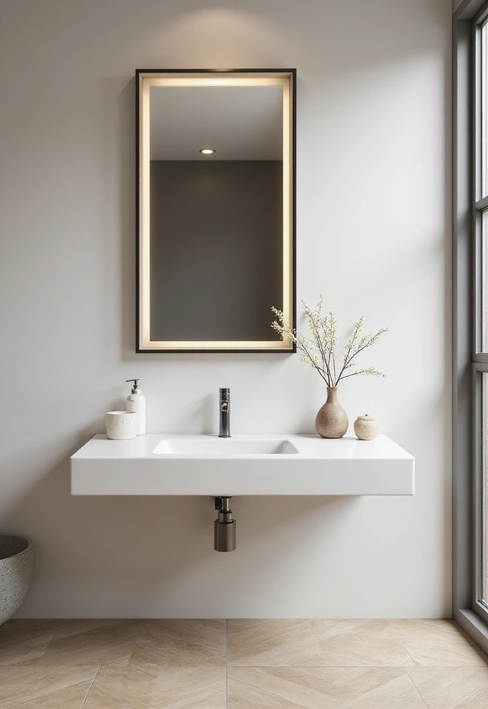 28 Bathroom Ideas Mirrors That Double As Art - 4. Minimalist Framed Mirror
