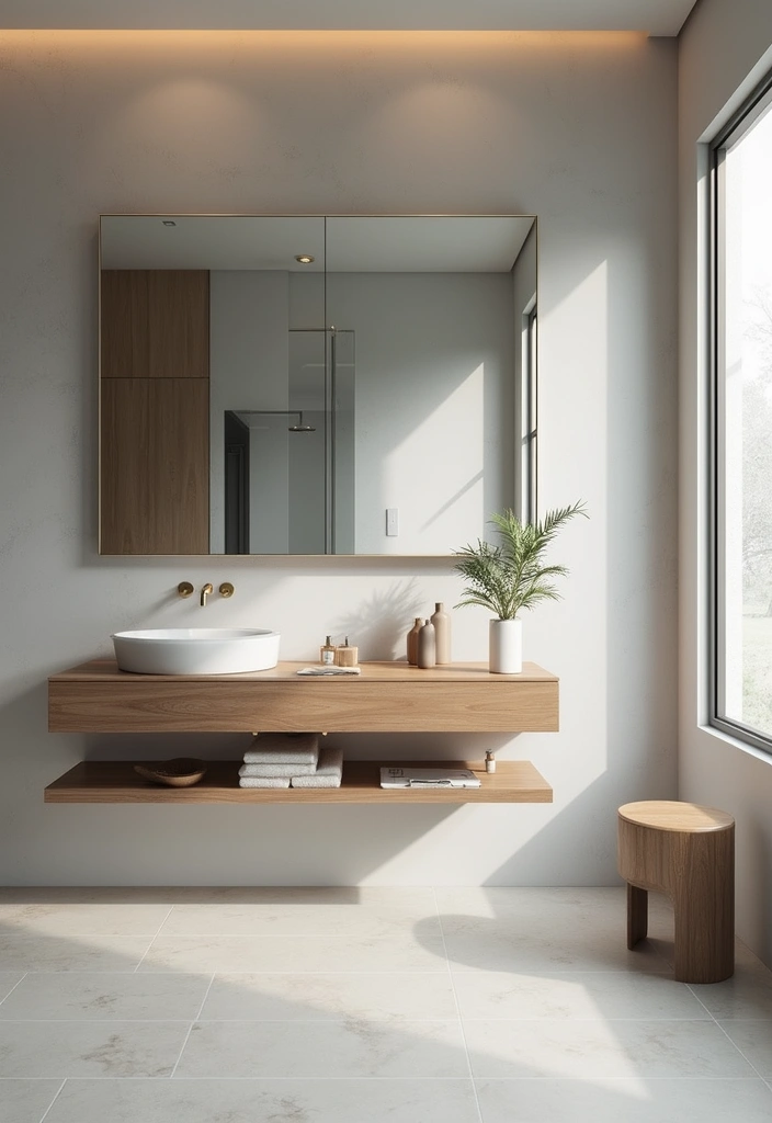 28 Bathroom Ideas Mirrors That Double As Art - 7. Oversized Statement Mirror