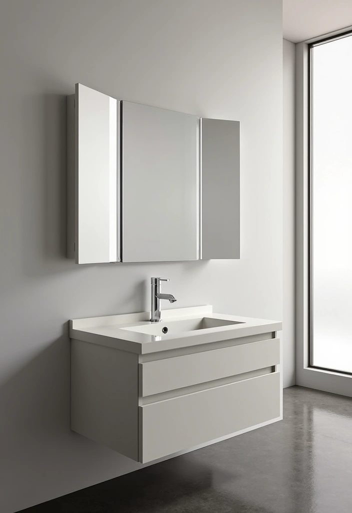 28 Bathroom Ideas Mirrors That Double As Art - 9. Wall-Mounted Folding Mirror
