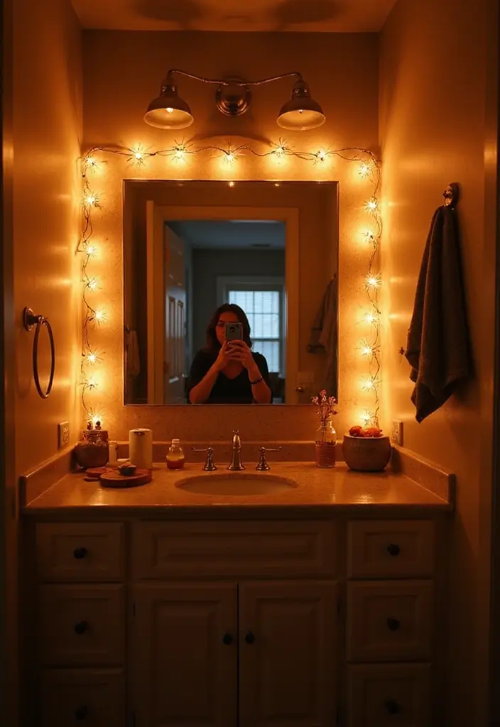 28 Bathroom Mirror Selfie Ideas For Perfect Shots - 10. Use Fun Lighting