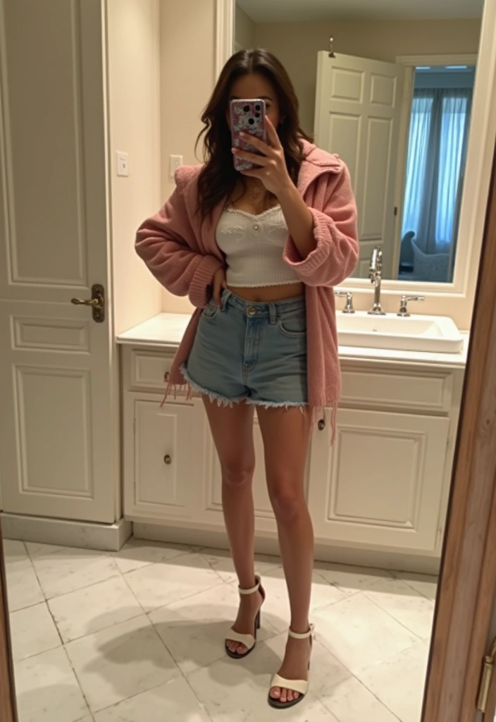 28 Bathroom Mirror Selfie Ideas For Perfect Shots - 18. Capture Your Footwear