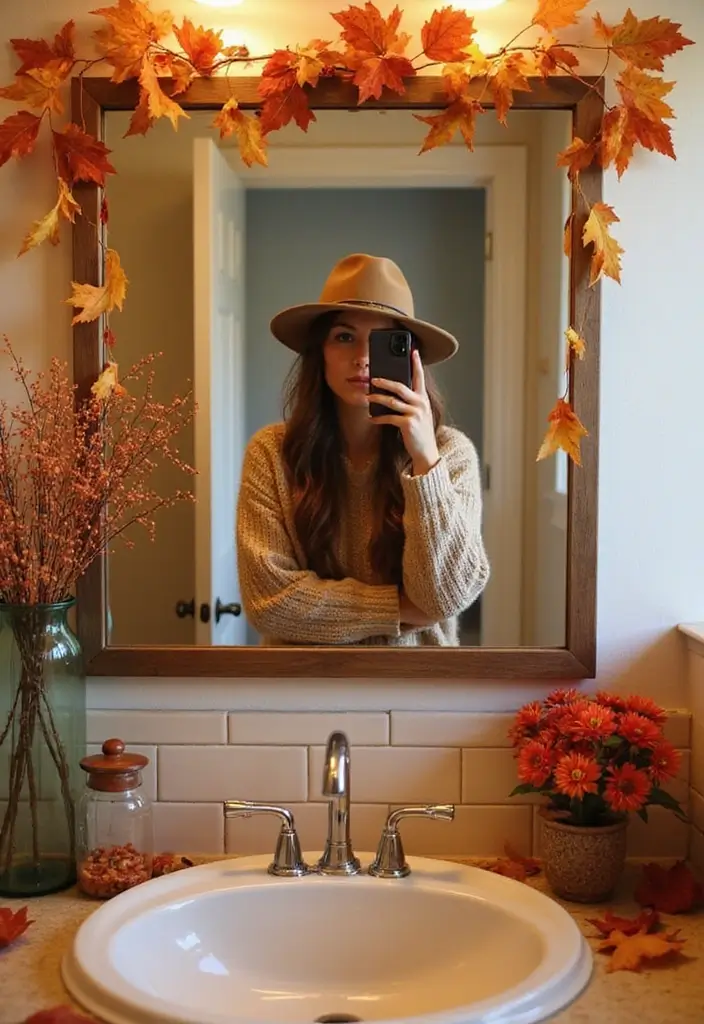 28 Bathroom Mirror Selfie Ideas For Perfect Shots - 24. Showcase Seasonal Decor