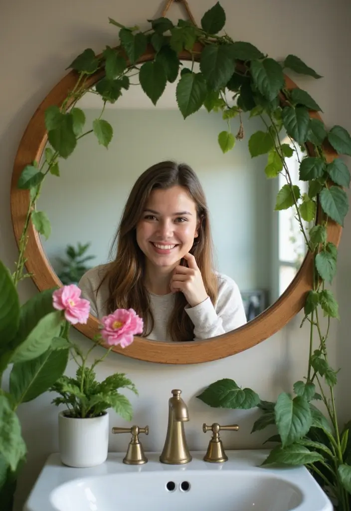 28 Bathroom Mirror Selfie Ideas For Perfect Shots - 27. Frame It with Nature