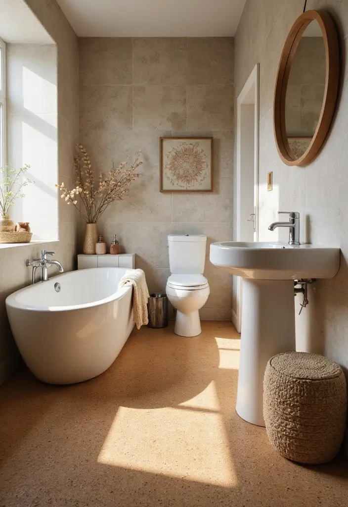 28 Bathroom Tiling Ideas For A Custom Look - 13. Cork Tiles