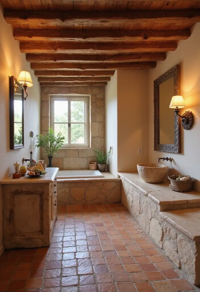 28 Bathroom Tiling Ideas For A Custom Look - 16. Terracotta Pavers