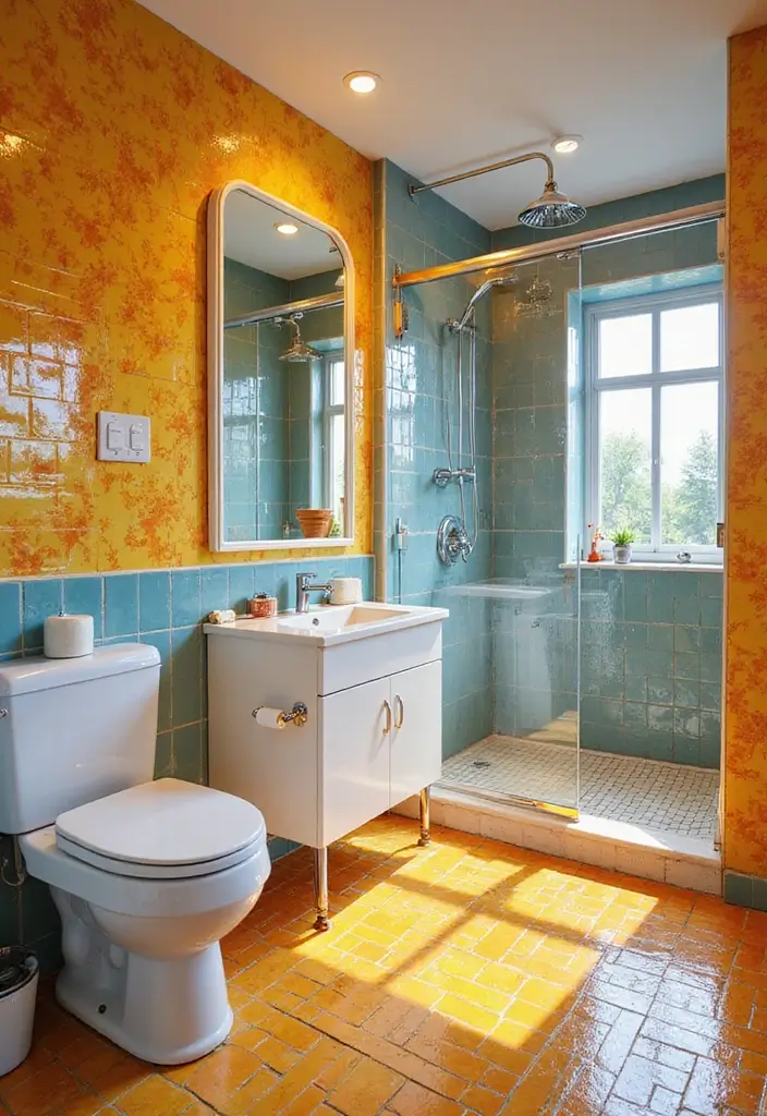 28 Bathroom Tiling Ideas For A Custom Look - 17. Colorful Glazed Tiles