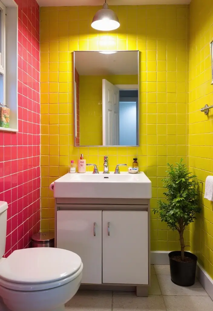 28 Bathroom Tiling Ideas For A Custom Look - 21. Bright Neon Tiles