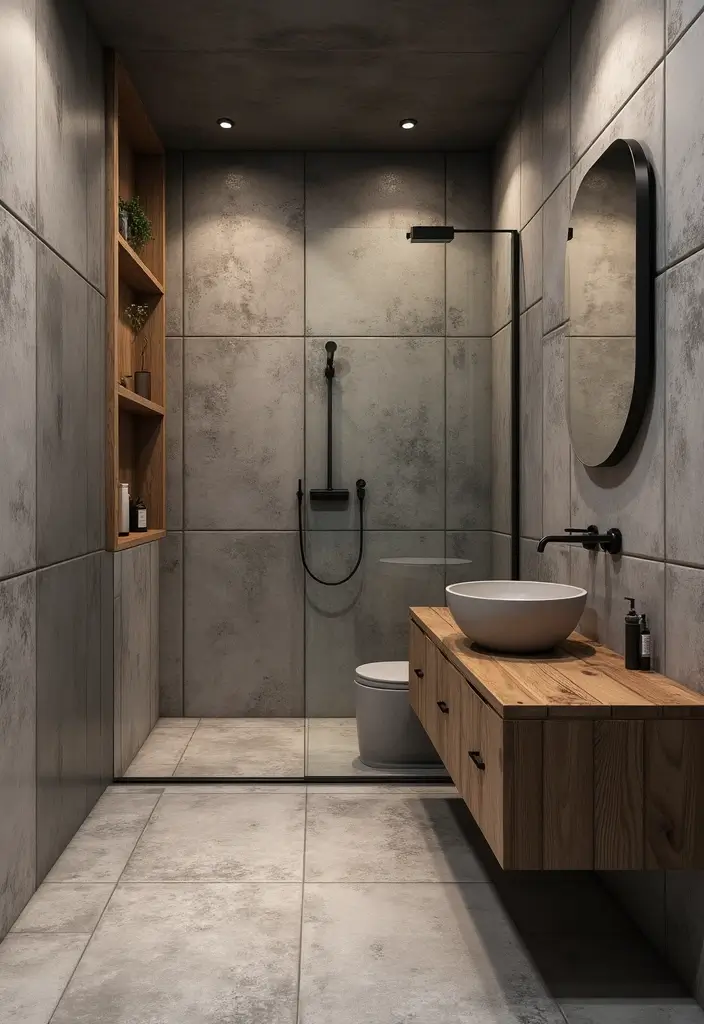 28 Bathroom Tiling Ideas For A Custom Look - 26. Industrial Style Tiles