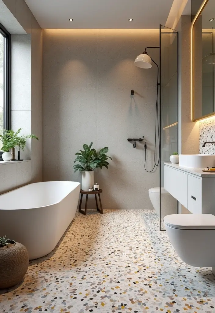 28 Bathroom Tiling Ideas For A Custom Look - 28. Sustainable Terrazzo Tiles