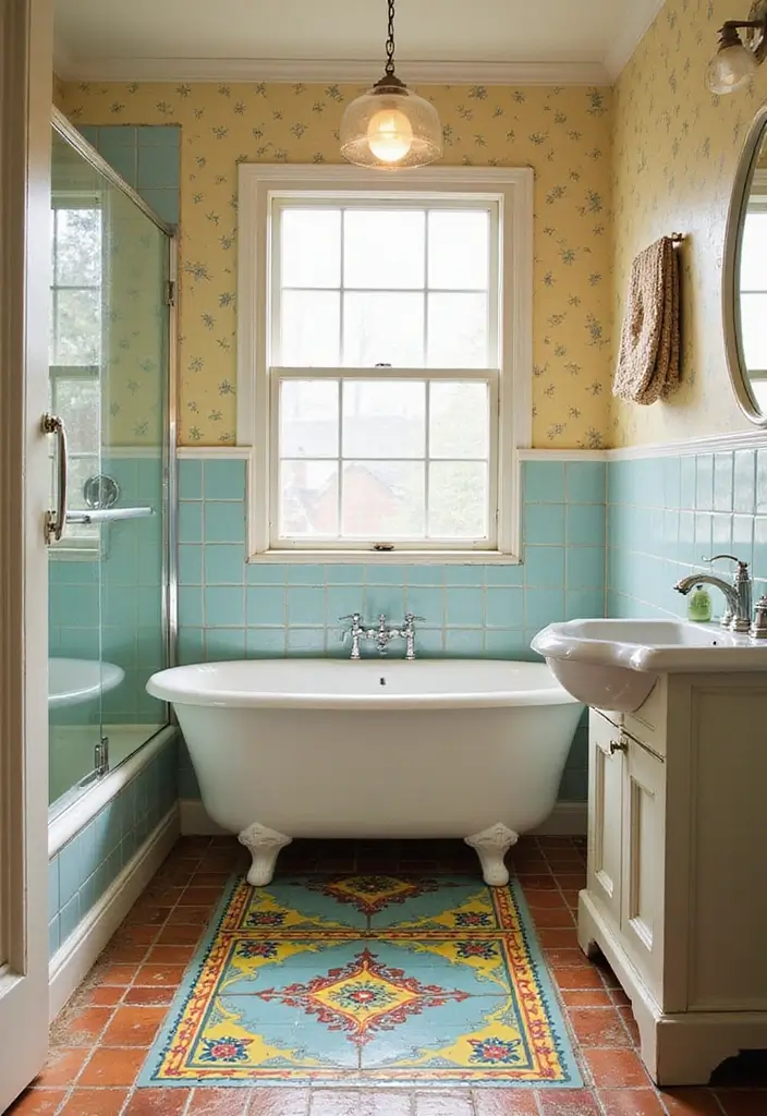 28 Bathroom Tiling Ideas For A Custom Look - 6. Vintage Retro Tiles