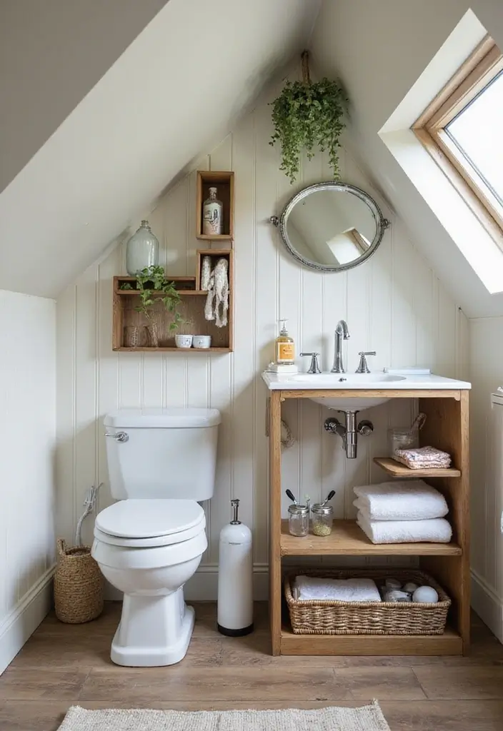 28 Dormer Bathroom Ideas That Maximize Space - 18. Upcycled Materials