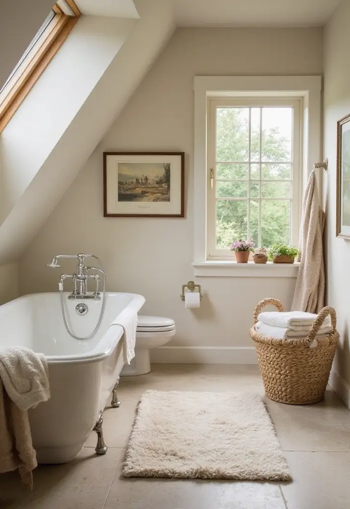 28 Dormer Bathroom Ideas That Maximize Space - 19. Soft Textiles