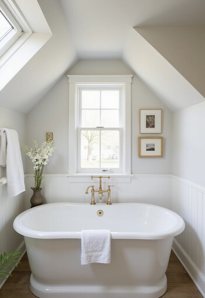 28 Dormer Bathroom Ideas That Maximize Space - 23. Simple Artwork
