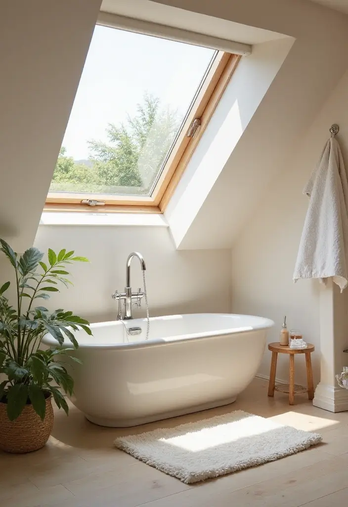 28 Dormer Bathroom Ideas That Maximize Space - 3. Skylight Magic