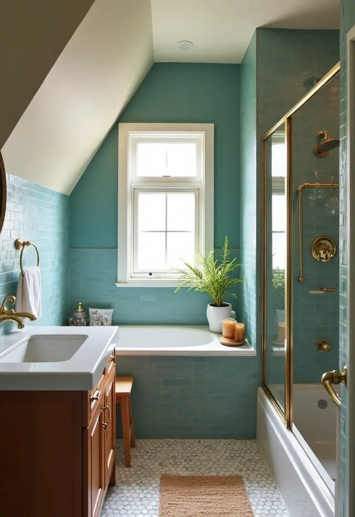 28 Dormer Bathroom Ideas That Maximize Space - 6. Bold Color Choices