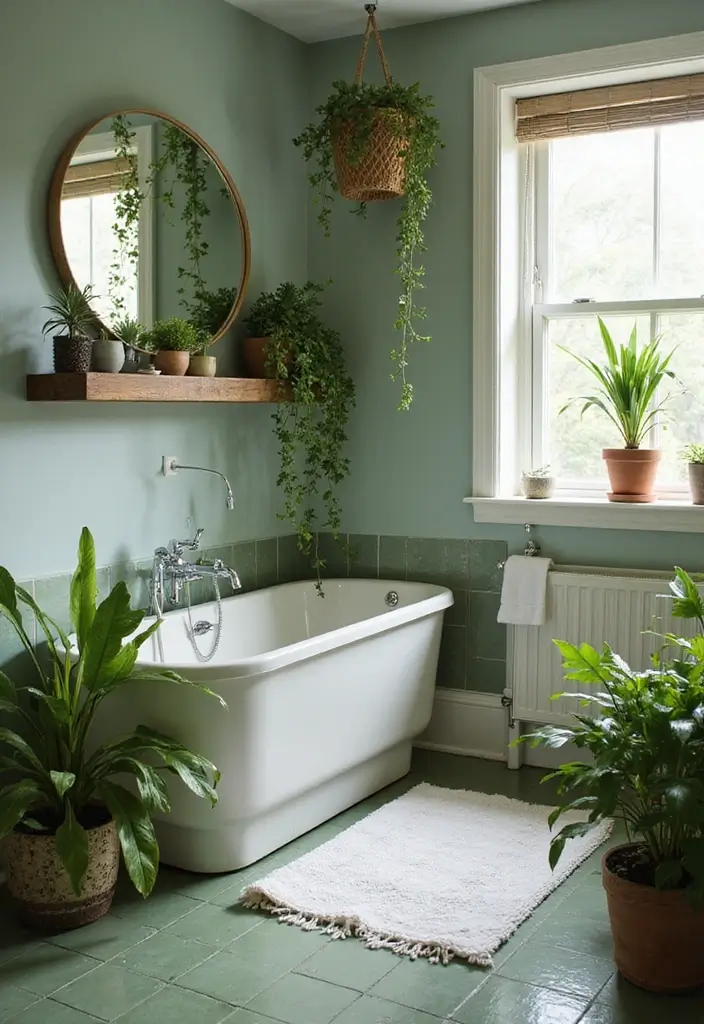 28 Modern Bathroom Bloxburg Ideas For Builders - 11. Greenery and Botanicals