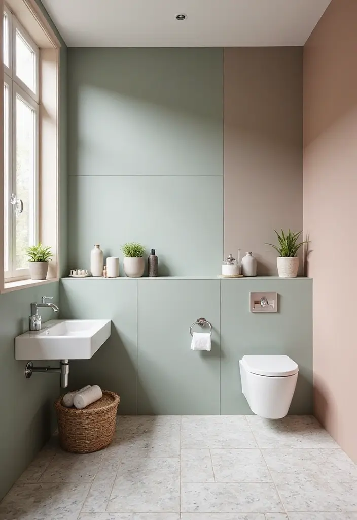 28 Modern Bathroom Bloxburg Ideas For Builders - 17. Minimalist Color Blocks