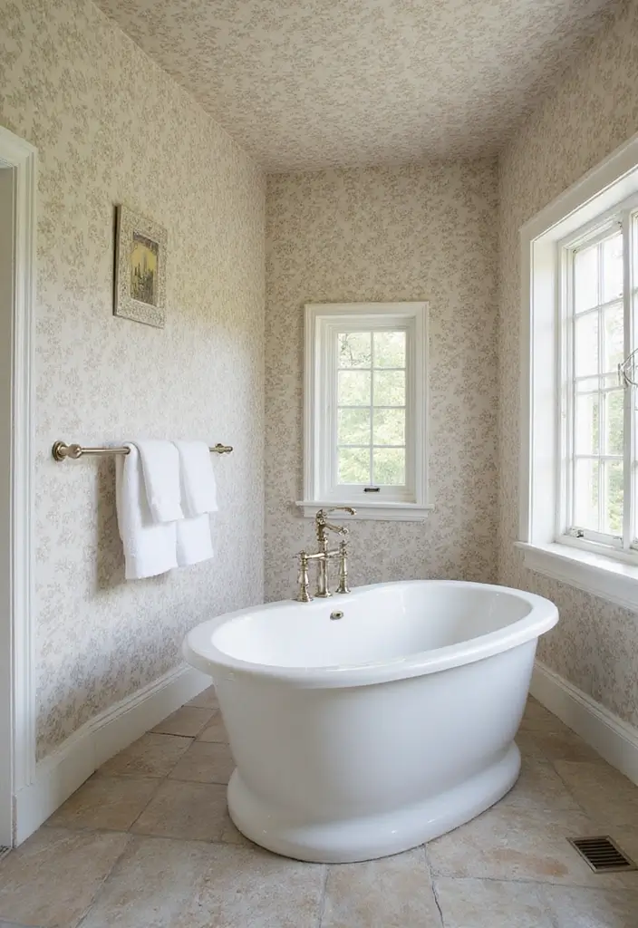 28 Old World Bathroom Designs That Feel Grand - 12. Artistic Wall Treatments