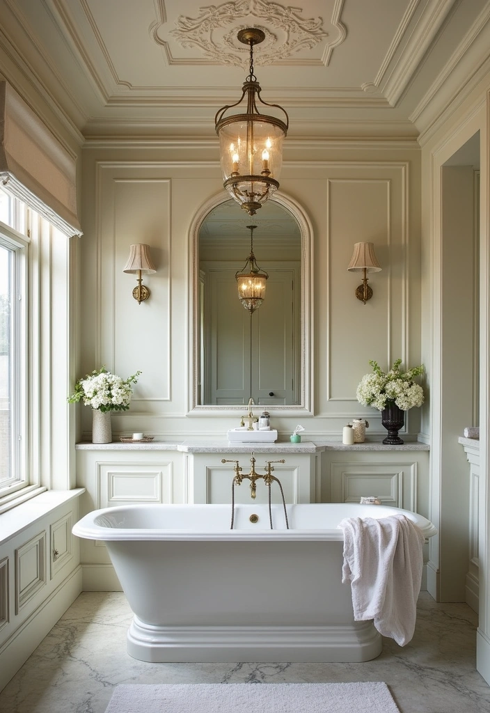 28 Old World Bathroom Designs That Feel Grand - 23. Elegant Ceiling Treatments