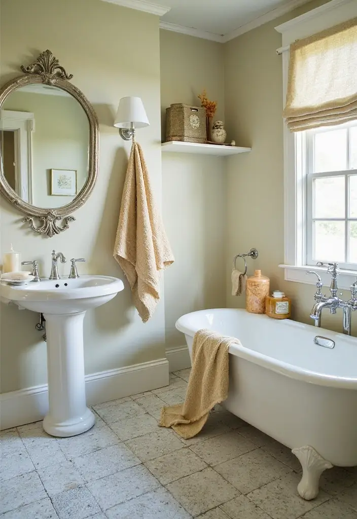 28 Old World Bathroom Designs That Feel Grand - 28. Thoughtful Color Accents